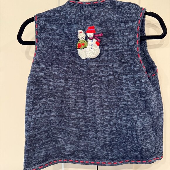 Designers Studio Originals P/S Snowman Knit Vest embroidered ugly christmas swea - Picture 5 of 7